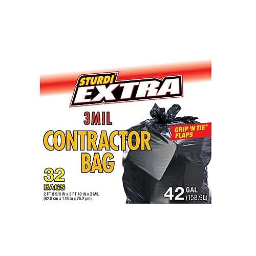 Black 42 Gallon 32 Count Contractor Bags T939