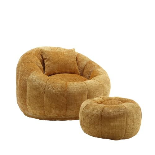 Oversized Round Bean Bag Chair with Ottoman & Pillow J835