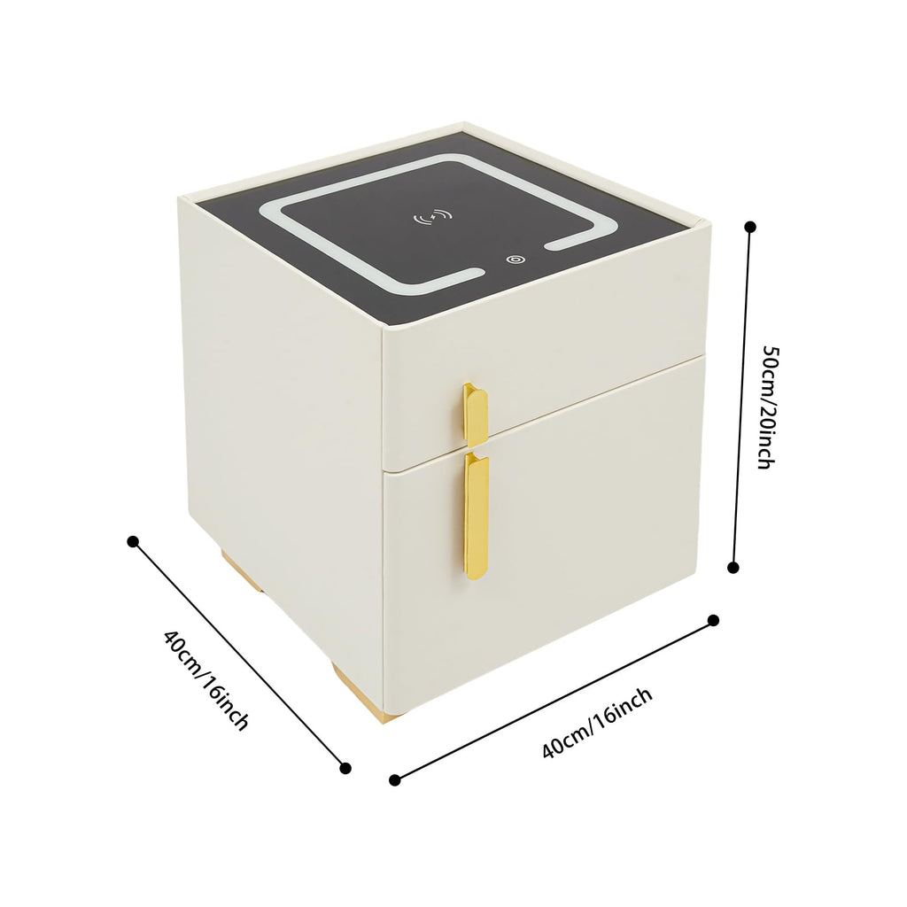 Smart Nightstand with Drawer and Safe, Wireless Charging, LED, USB N139120