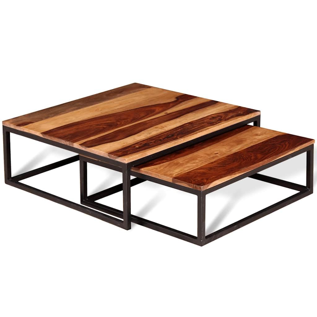 Solid Acacia Wood Nesting Coffee Table Set of 2 I981