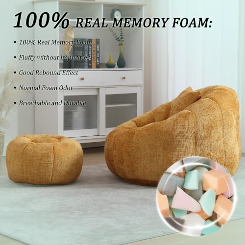 Oversized Round Bean Bag Chair with Ottoman & Pillow J835