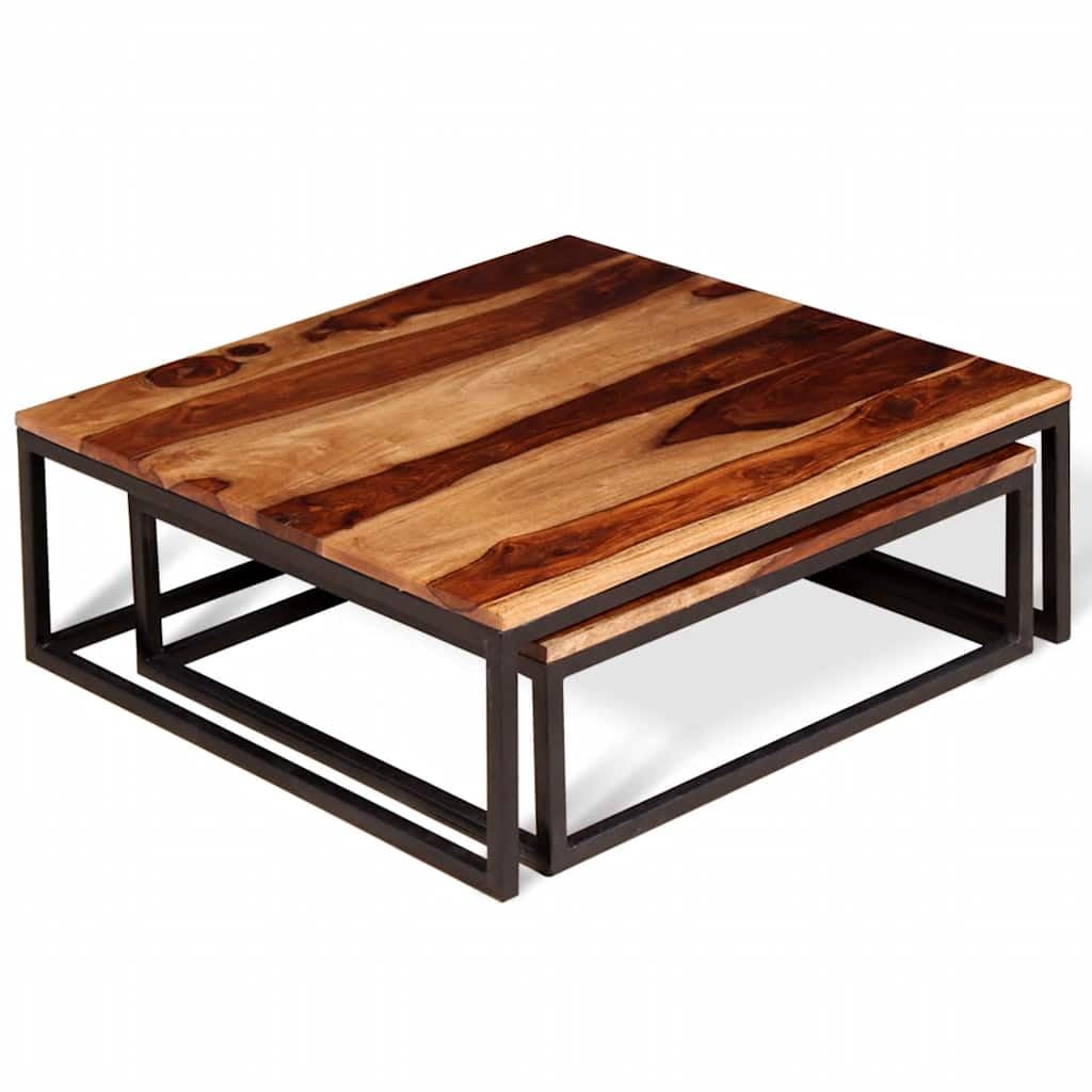 Solid Acacia Wood Nesting Coffee Table Set of 2 I981
