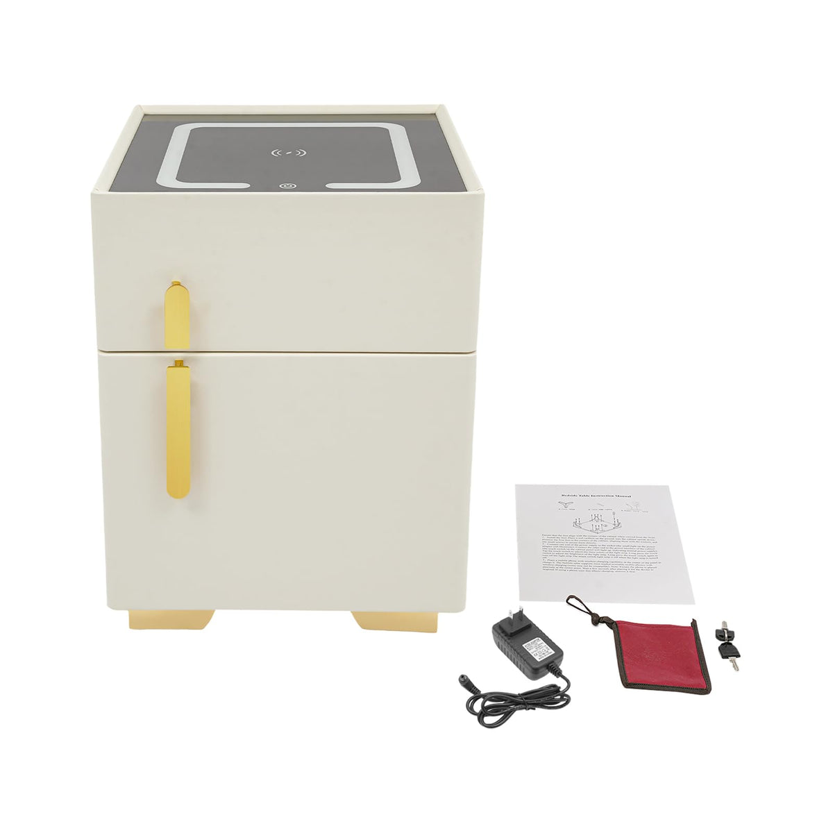 Smart Nightstand with Drawer and Safe, Wireless Charging, LED, USB N139120