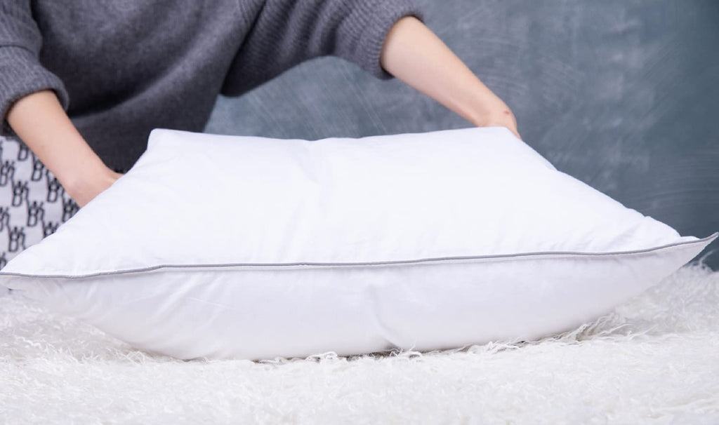 King Size Goose Feather Down Bed Pillow 2 Pack Cotton Medium Firm Set of 2 Y64802