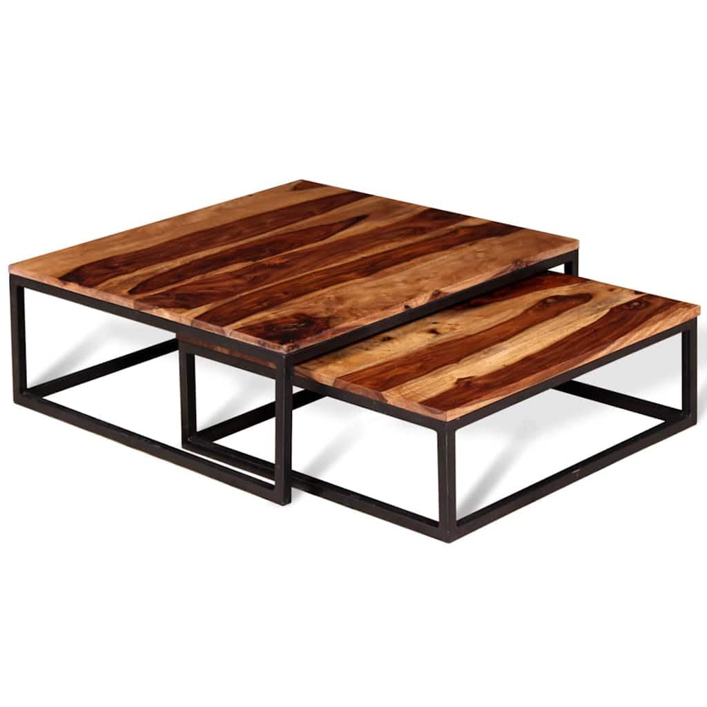 Solid Acacia Wood Nesting Coffee Table Set of 2 I981