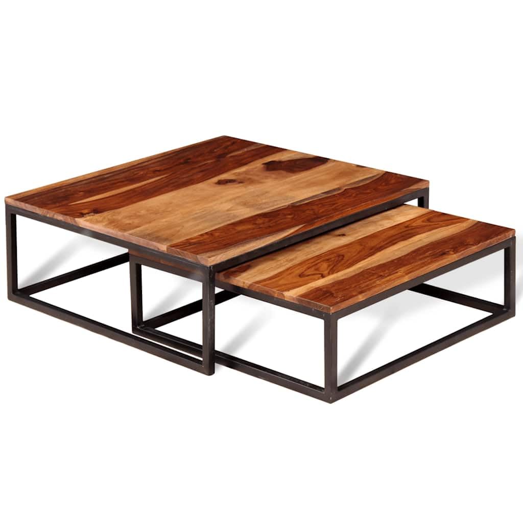 Solid Acacia Wood Nesting Coffee Table Set of 2 I981