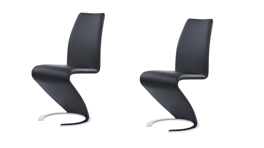 Set of Two Black and Silver Faux Leather Dining Chairs V764281