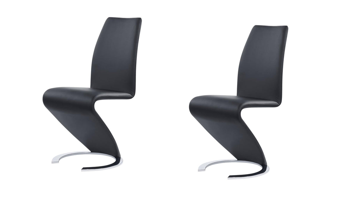 Set of Two Black and Silver Faux Leather Dining Chairs V764281
