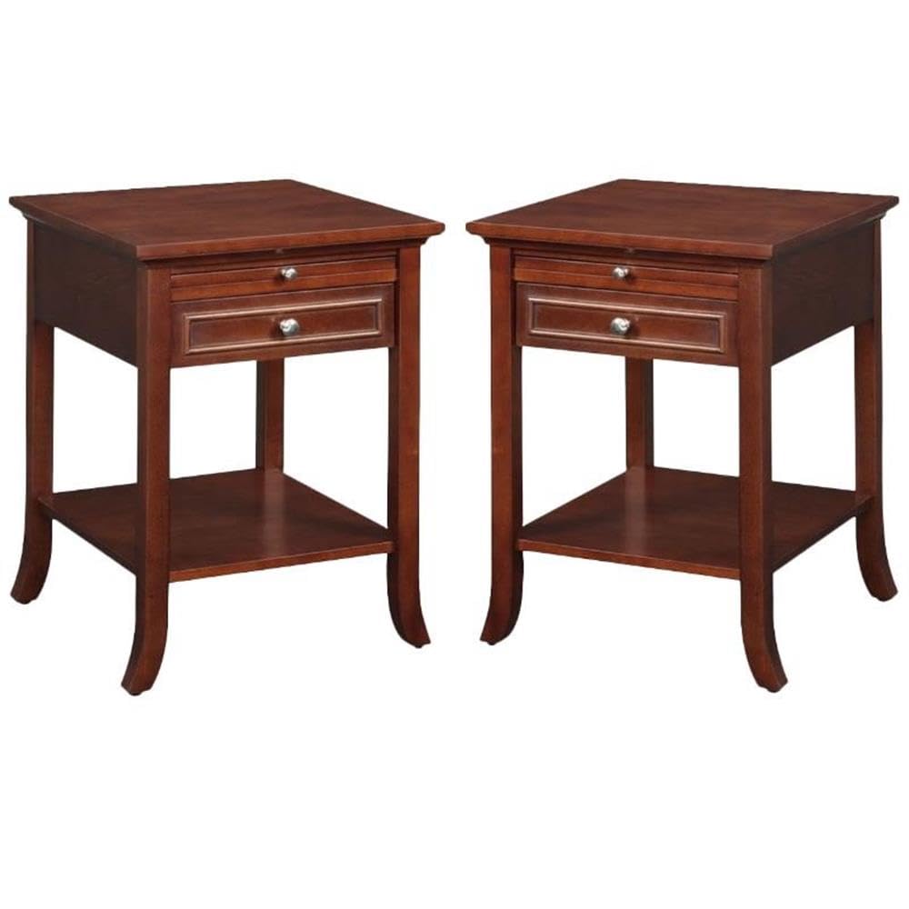Espresso Mahogany Wood End Table Set of 2 H8237