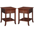 Espresso Mahogany Wood End Table Set of 2 H8237