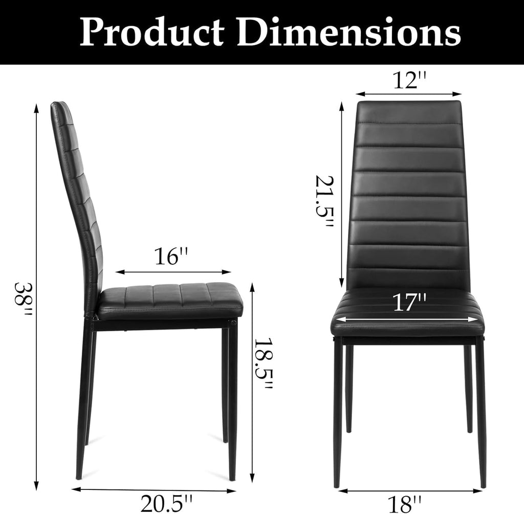 Black Faux Leather Dining Chairs Set of 4 J736