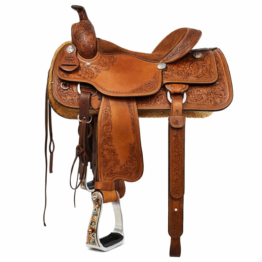 Turquoise Stone Aluminum Copper Barrel Stirrups E734744