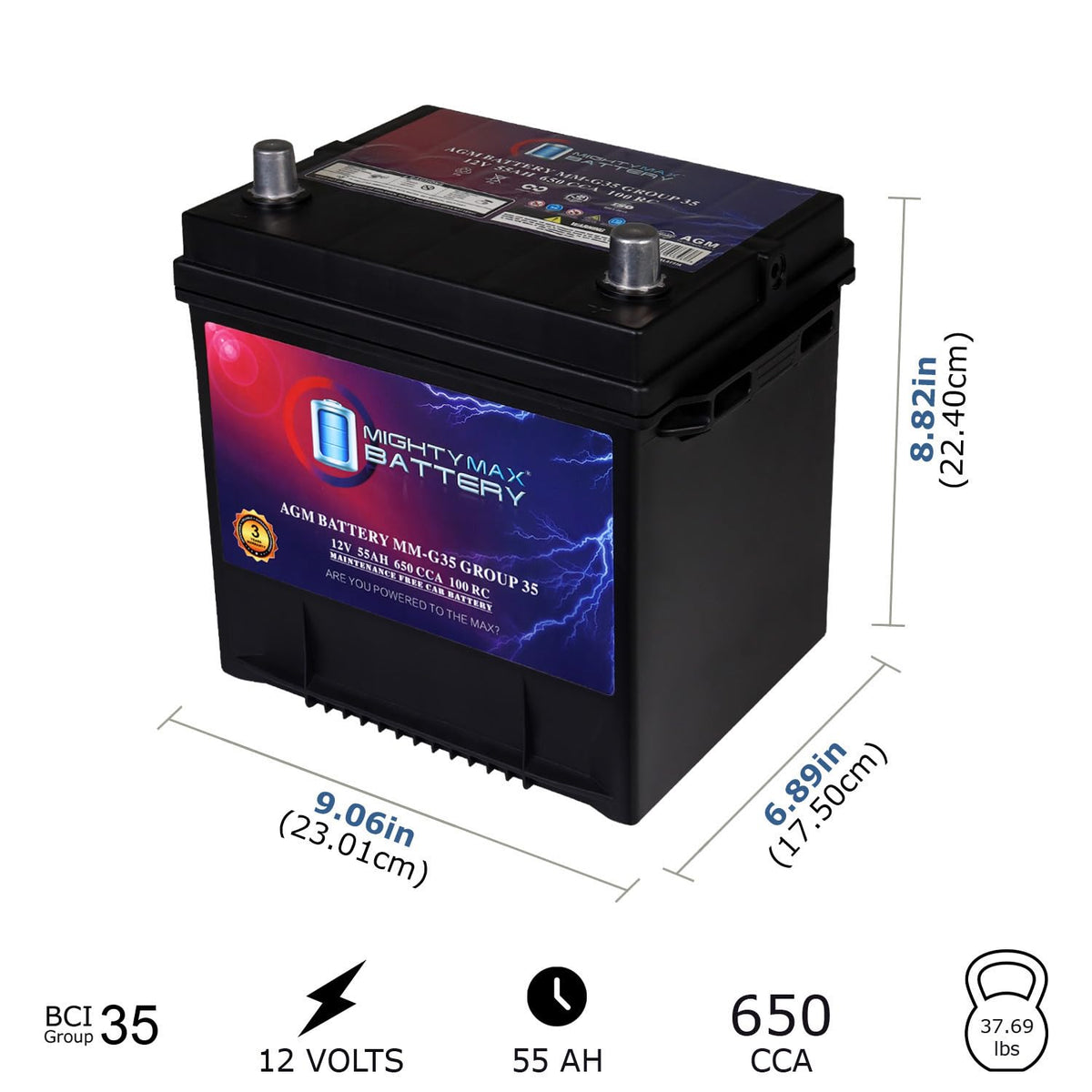 12V 55Ah AGM Replacement Battery J95320