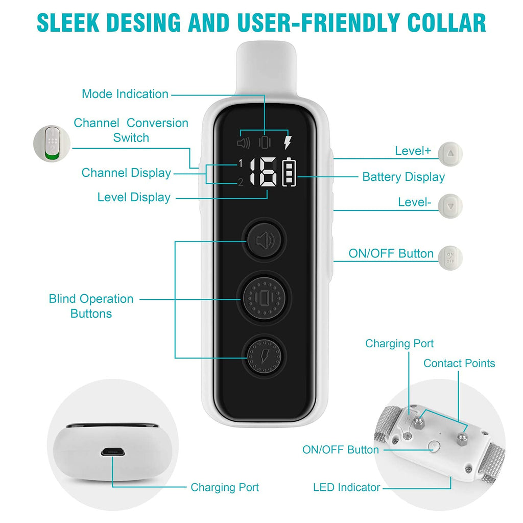 Waterproof Rechargeable Dog Training Collar with Remote H8694