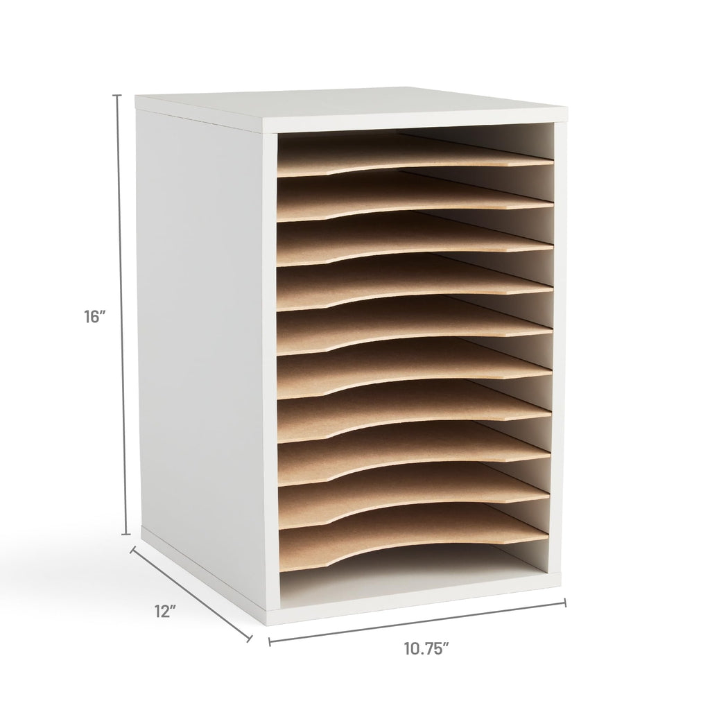 11 Compartment Gray Wood Literature Organizer G126389