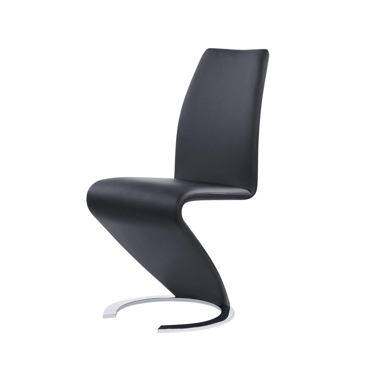Set of Two Black and Silver Faux Leather Dining Chairs V764281