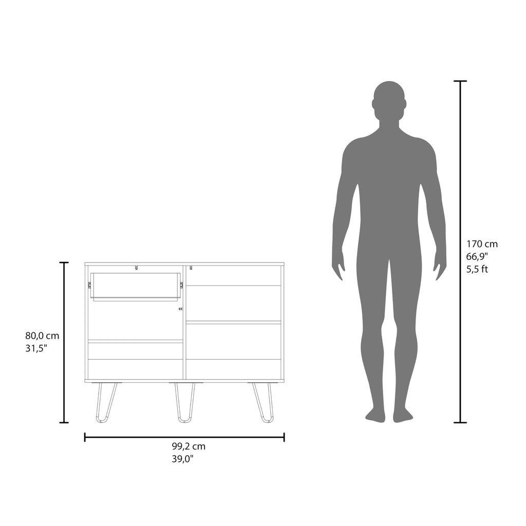 39" Wide Console Table with Two Cabinets, One Drawer and Four Shelves Y6561