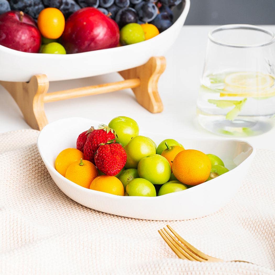 3-Tier Ceramic Fruit Basket with Bamboo Tray Z517