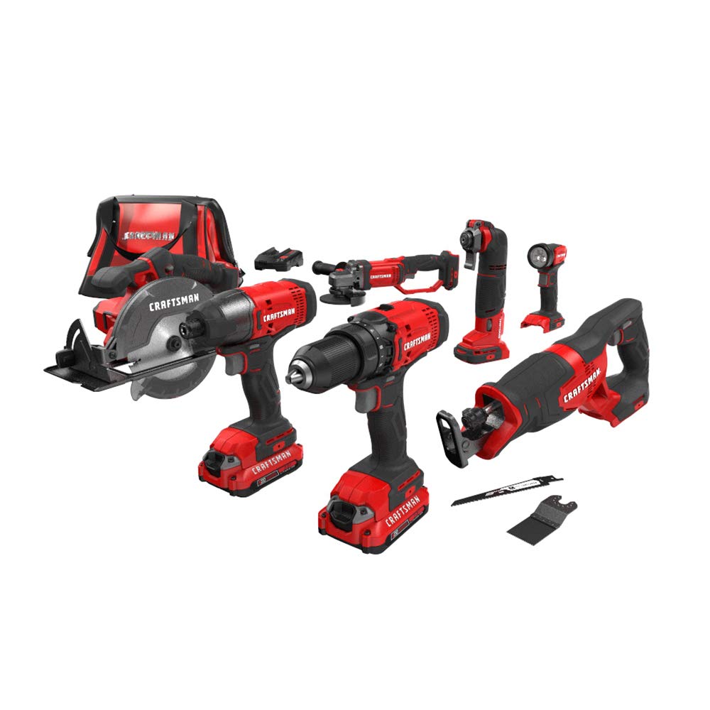 7-Tool Cordless Power Tool Combo Kit with 2 Batteries and Charger P5720