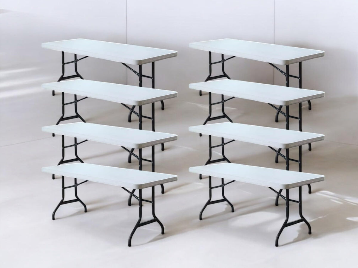 6 Foot Folding Table Set of 8 V110