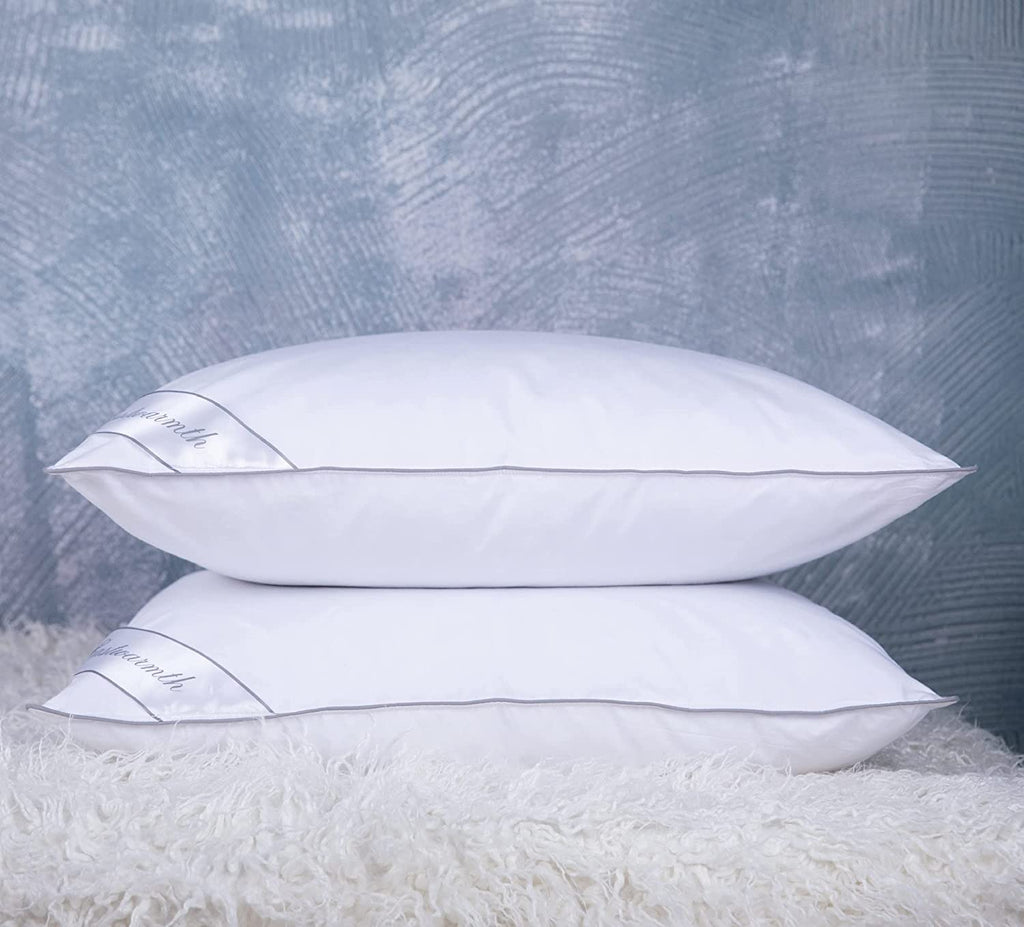 King Size Goose Feather Down Bed Pillow 2 Pack Cotton Medium Firm Set of 2 Y64802