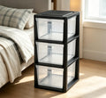 Black 3-Tier Plastic Storage Drawer Tower Z765327