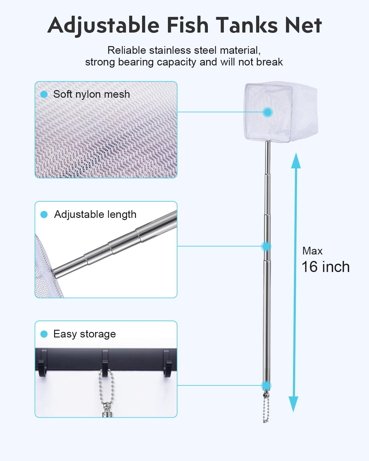7-in-1 Fish Tank Cleaning Kit with Algae Scraper & Aquarium Brushes T388915