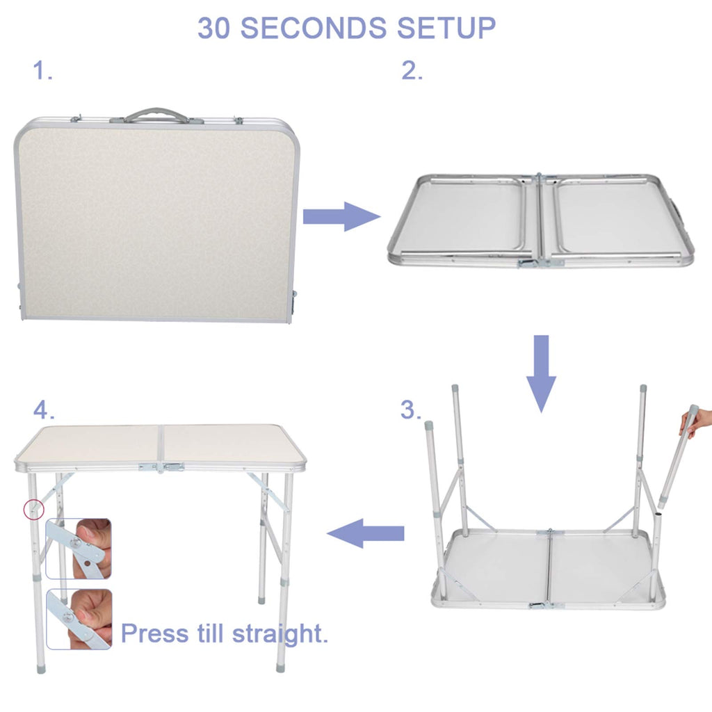 Folding Aluminum Camping Table White 3 FT G12664
