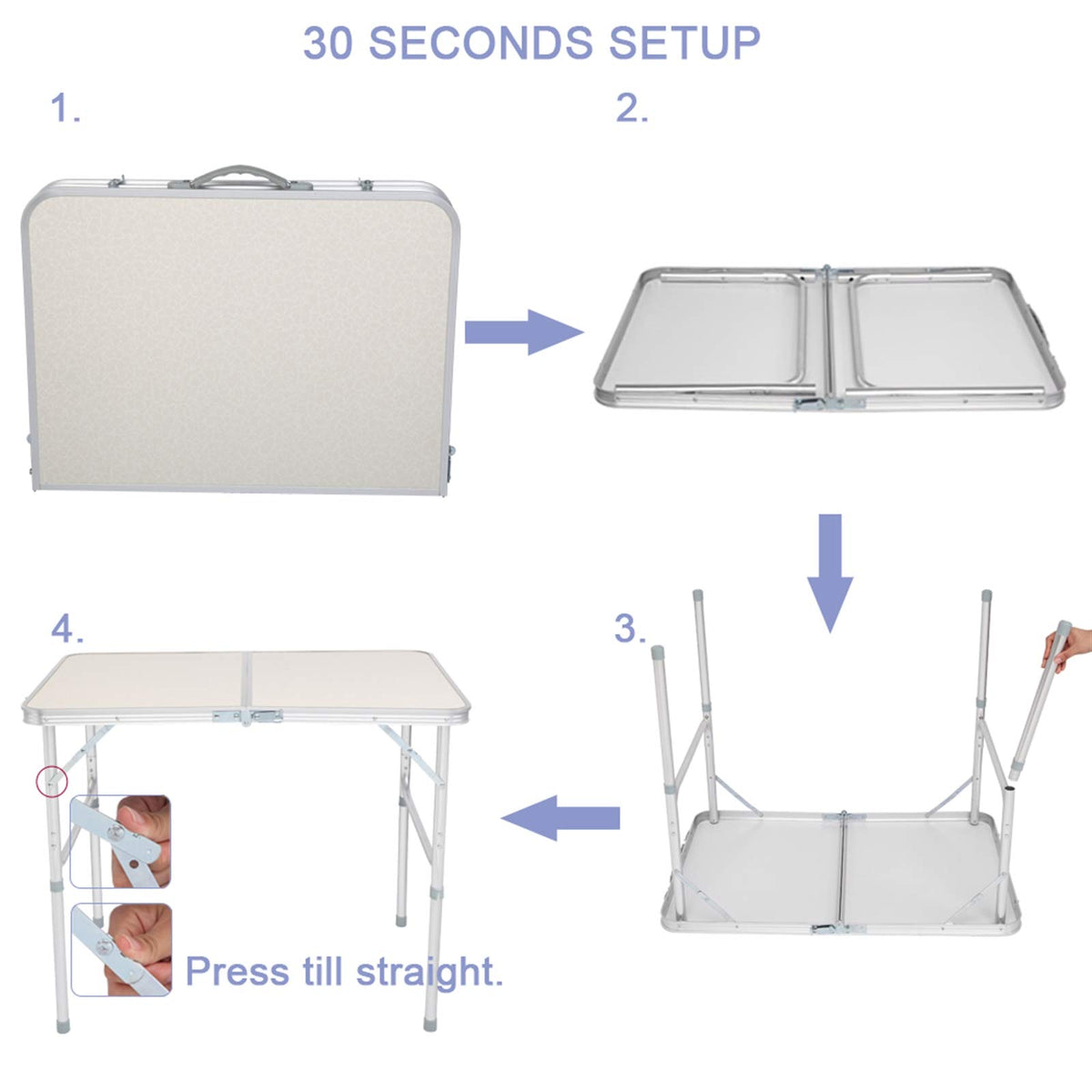 Folding Aluminum Camping Table White 3 FT G12664