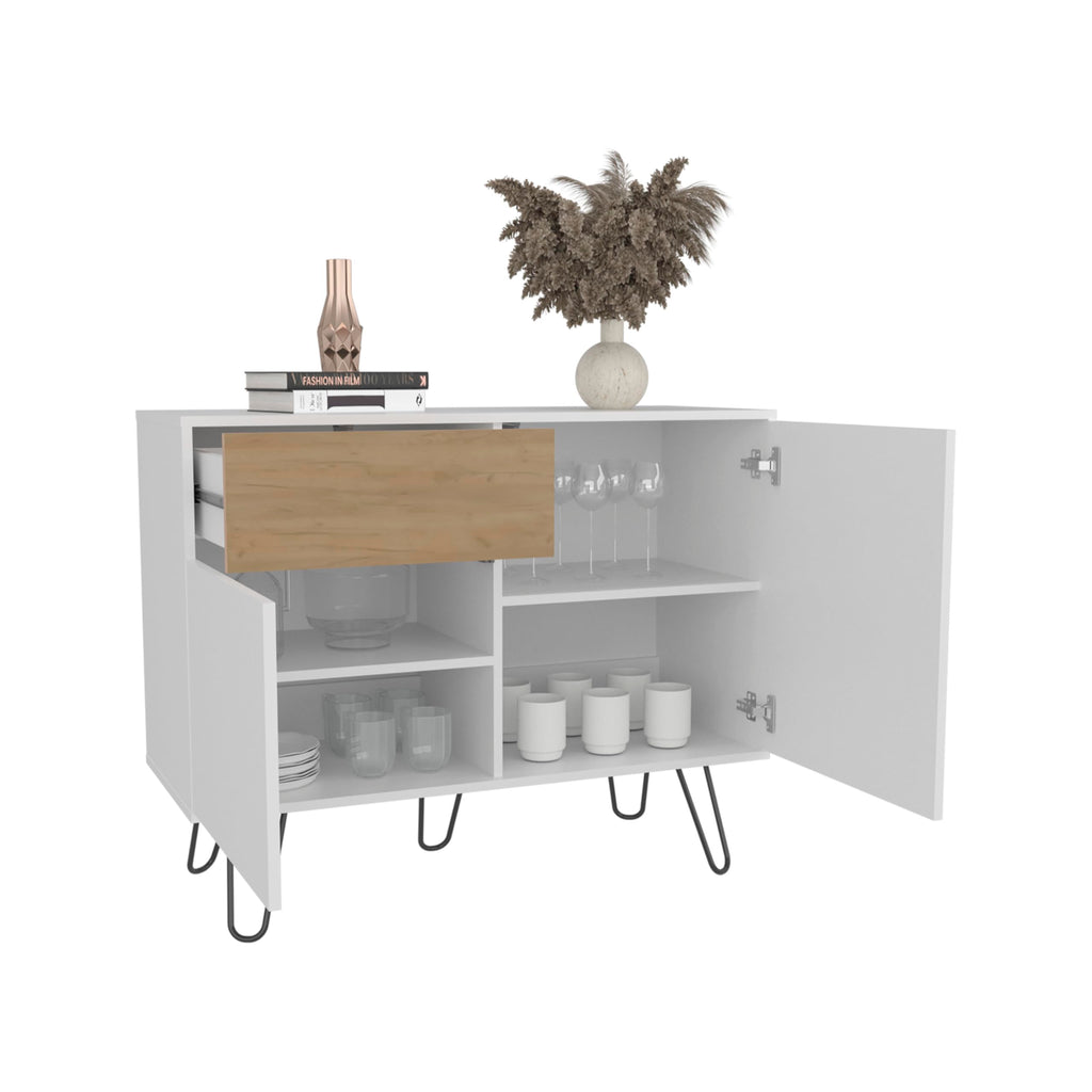 39" Wide Console Table with Two Cabinets, One Drawer and Four Shelves Y6561