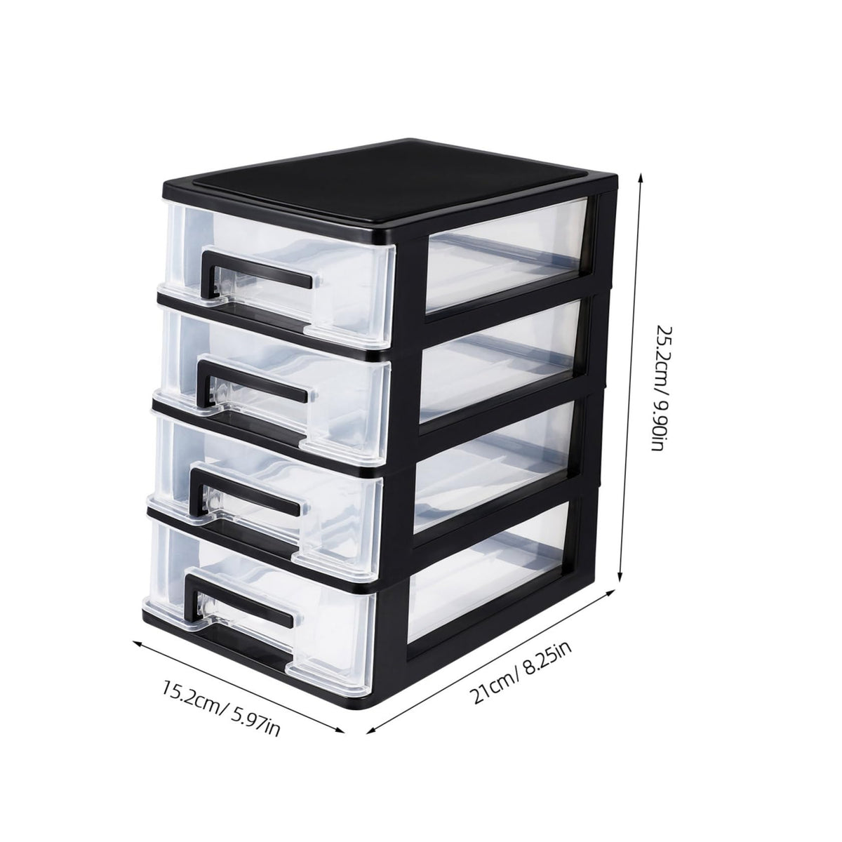 Black Transparent 4-Layer Plastic Drawer Storage Cabinet J8074