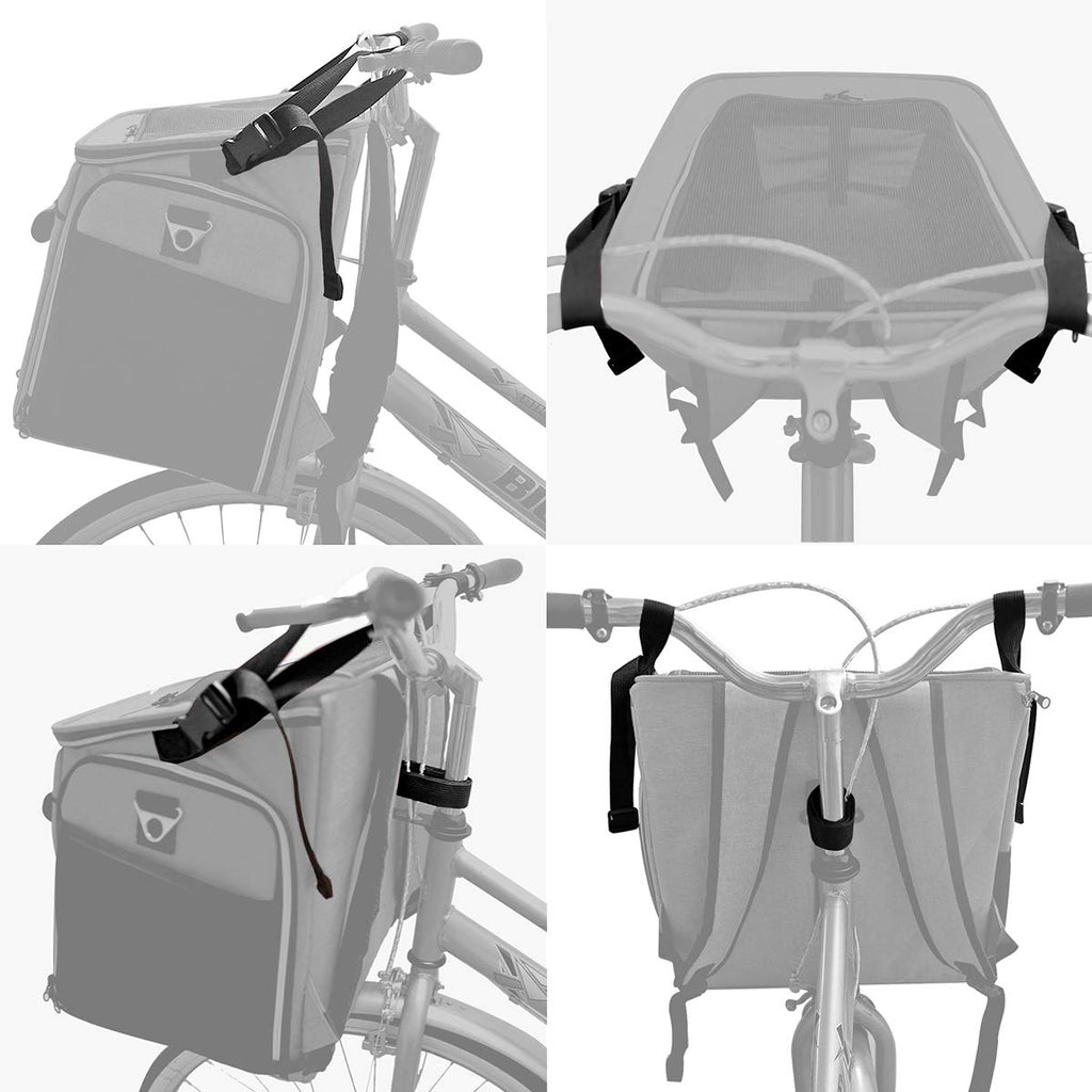Foldable Soft-Sided Dog Bike Basket Carrier with 2 Open Doors O4818