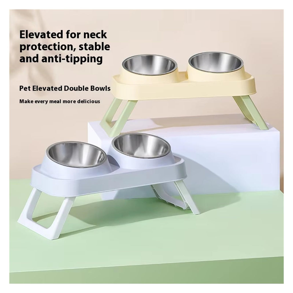 Foldable Elevated Stainless Steel Dual Pet Bowl I174