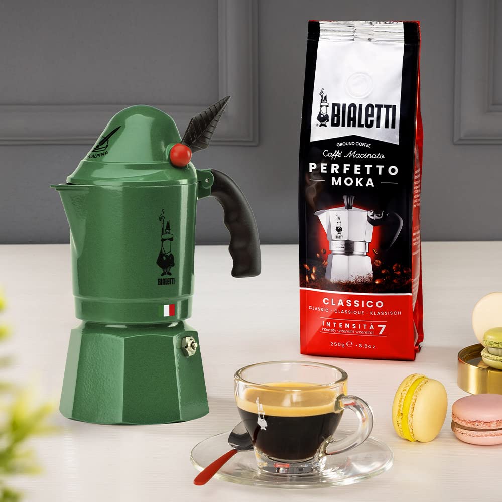Stovetop Espresso Maker, 3 Espresso Cups, Aluminum, Green F478197