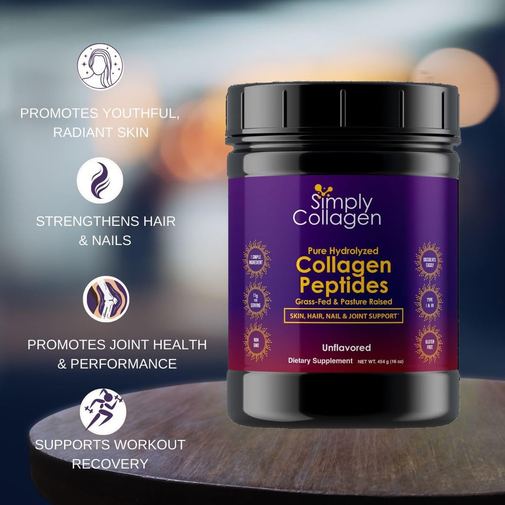 Hydrolyzed Collagen Peptides Powder Unflavored Type I & III 41 Servings Q897