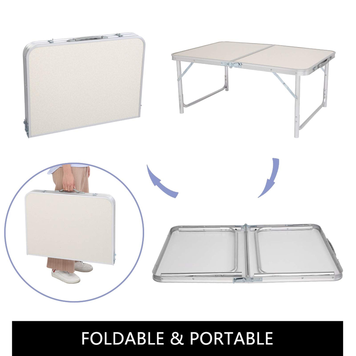Folding Aluminum Camping Table White 3 FT G12664