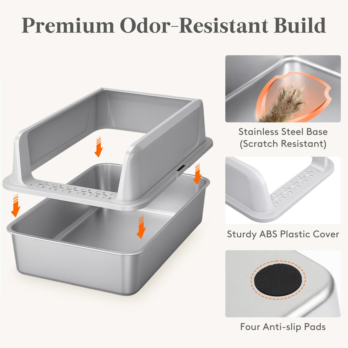 XL Stainless Steel Cat Litter Box I24278