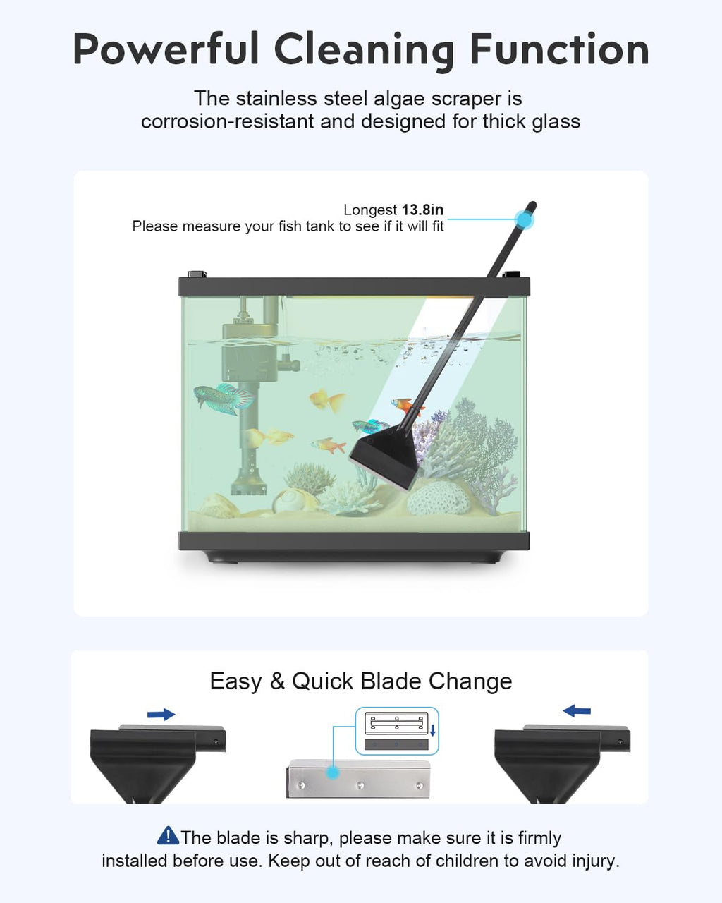 7-in-1 Fish Tank Cleaning Kit with Algae Scraper & Aquarium Brushes T388915