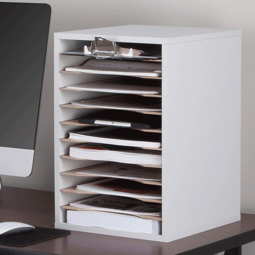 11 Compartment Gray Wood Literature Organizer G126389