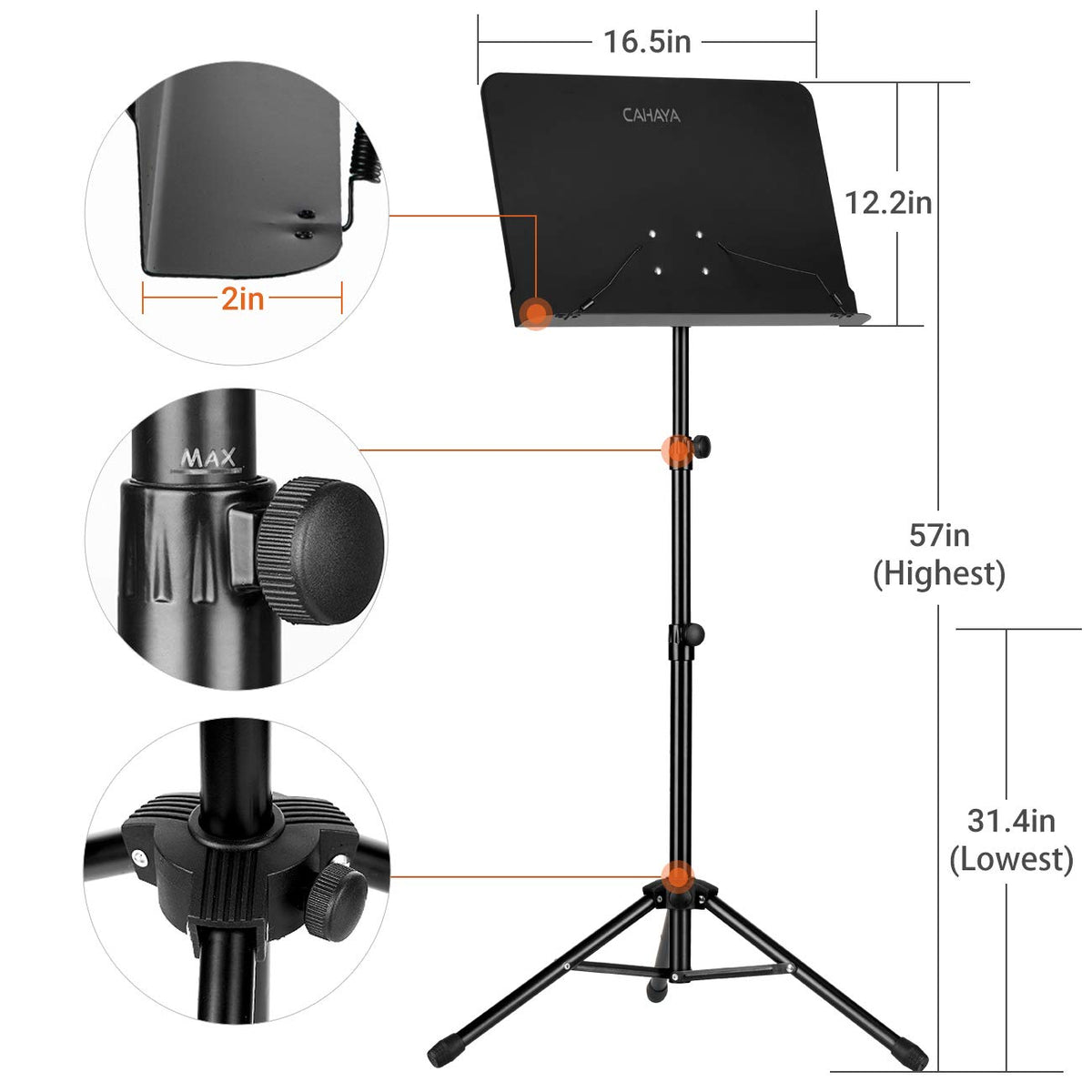 Adjustable Black Sheet Music Stand H640766