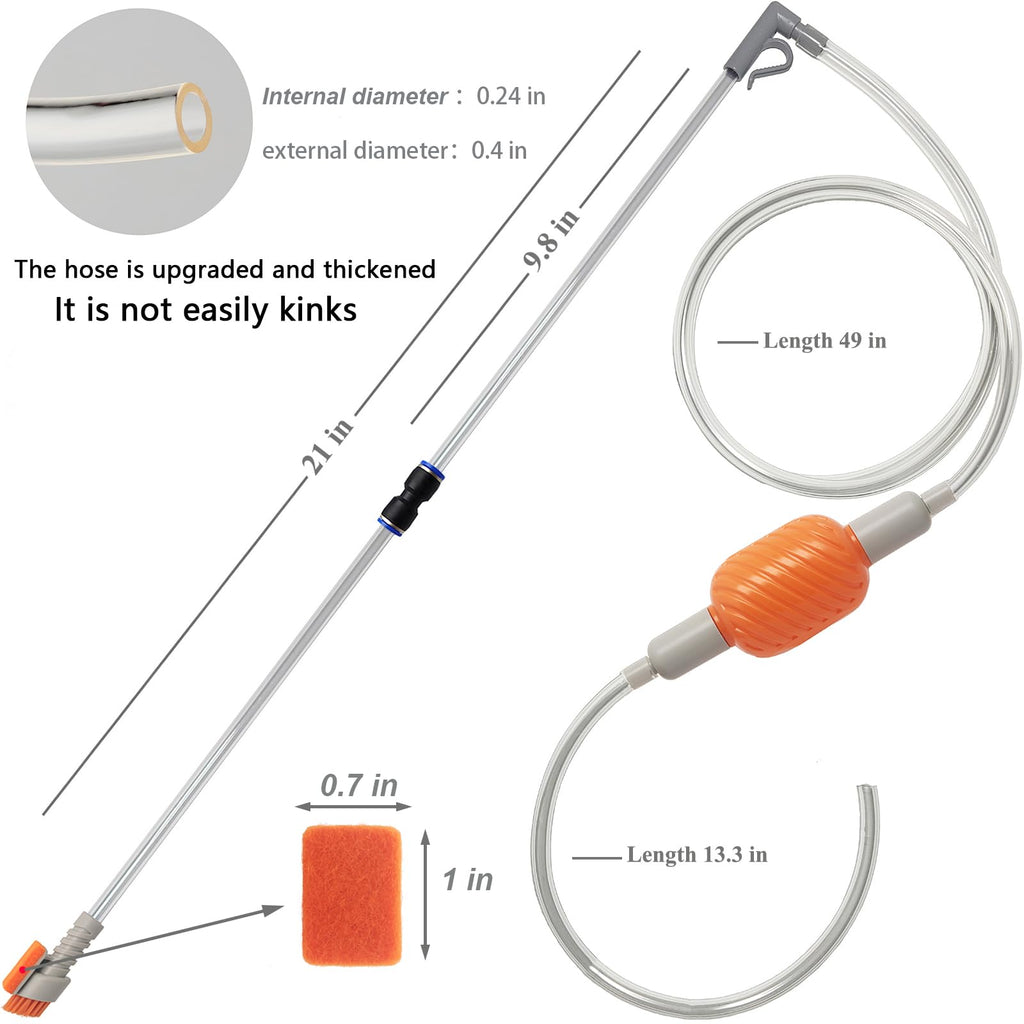 Compact Aquarium Siphon Vacuum and Water Changer Kit with Cleaning Brush J1402