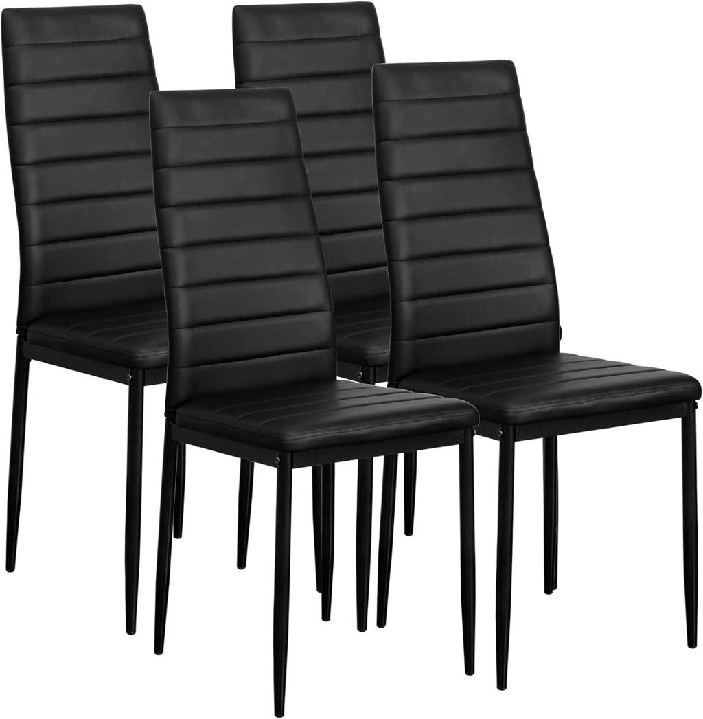 Black Faux Leather Dining Chairs Set of 4 J736
