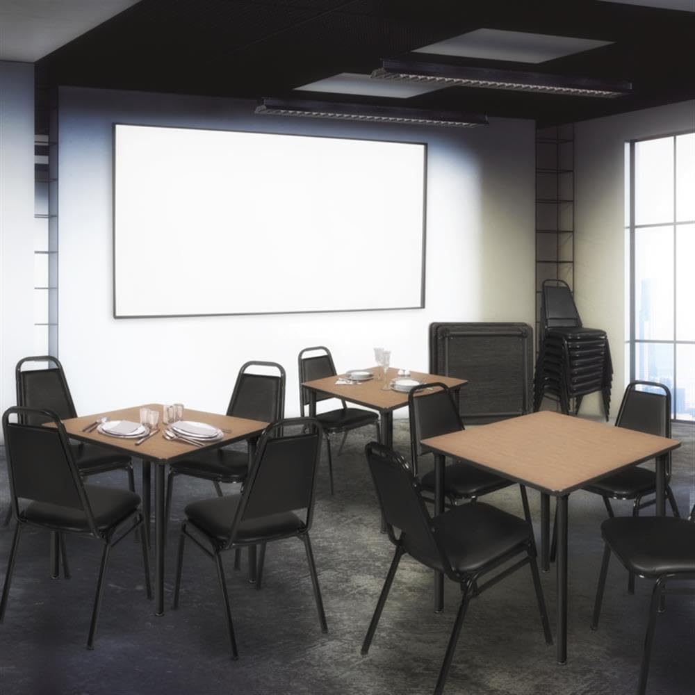 Square Folding Table with Black Tubular Steel Legs F84122
