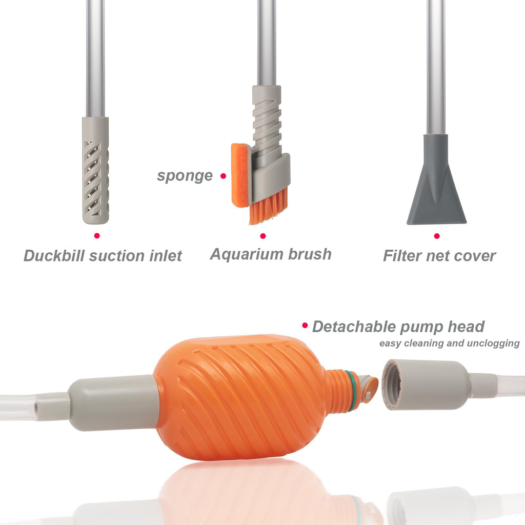 Compact Aquarium Siphon Vacuum and Water Changer Kit with Cleaning Brush J1402