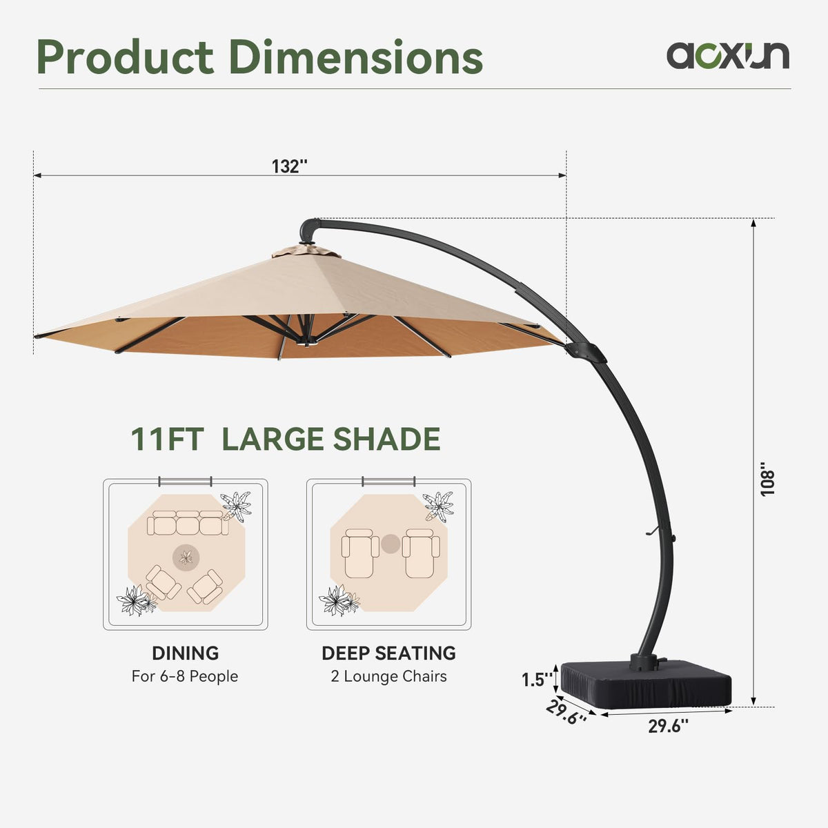 11 FT Aluminum Offset Cantilever Umbrella J723