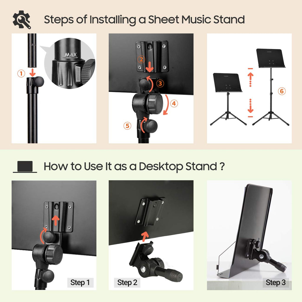 Adjustable Black Sheet Music Stand H640766