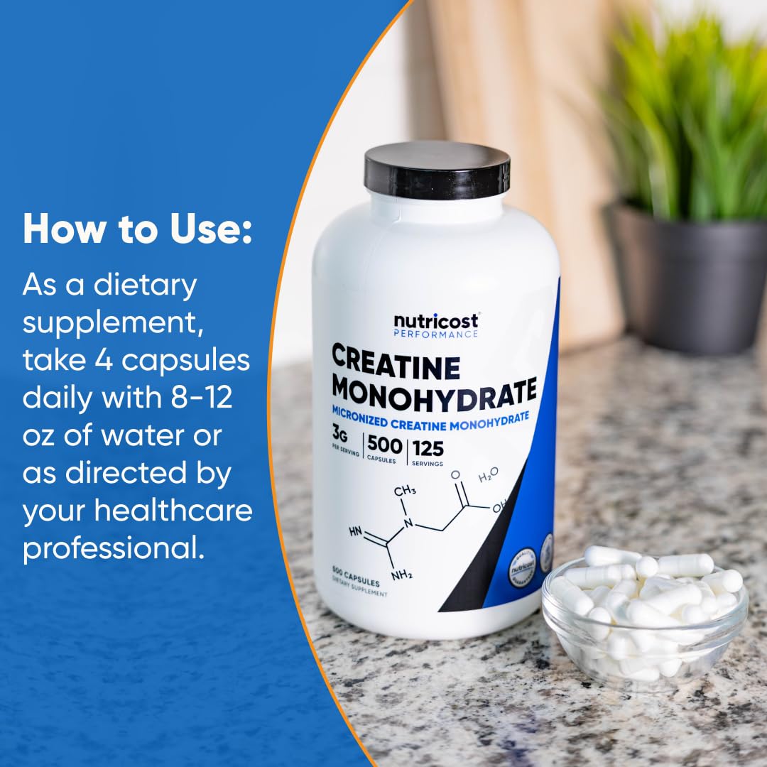 Micronized Creatine Monohydrate 3,000mg 500 Capsules K564443