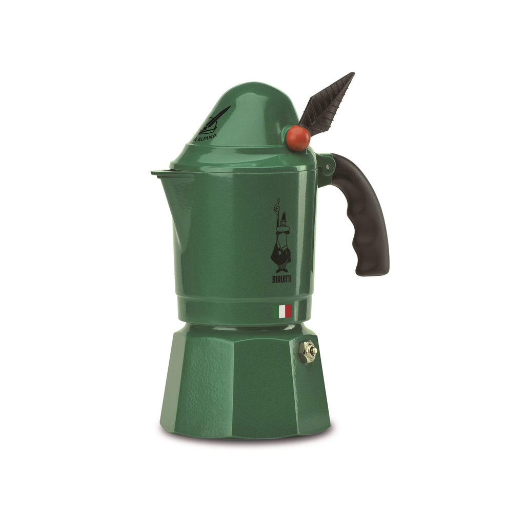 Stovetop Espresso Maker, 3 Espresso Cups, Aluminum, Green F478197