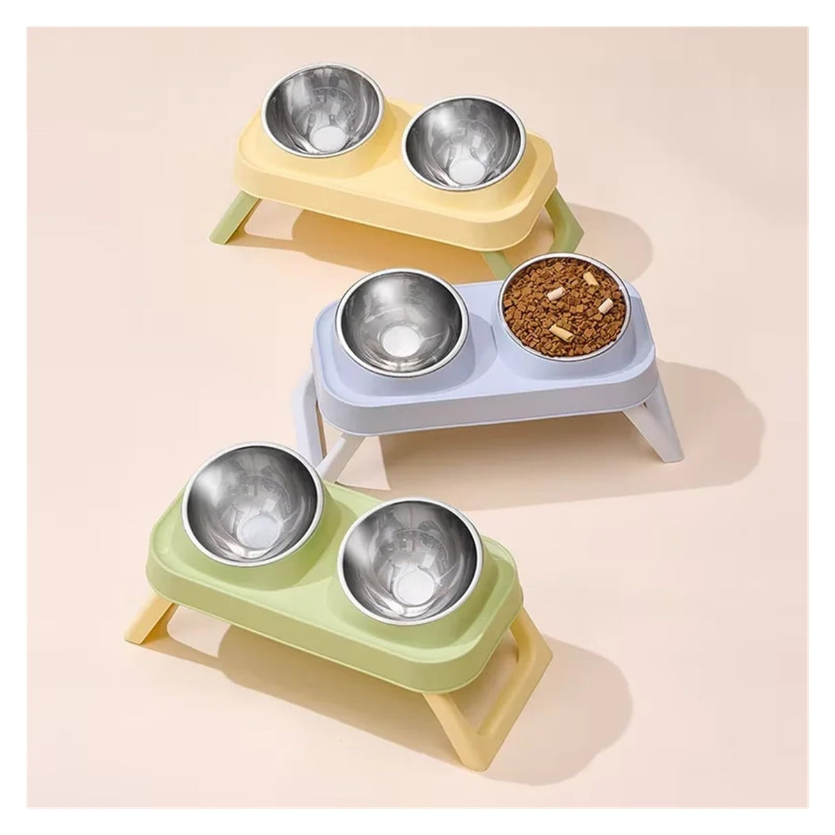 Foldable Elevated Stainless Steel Dual Pet Bowl I174