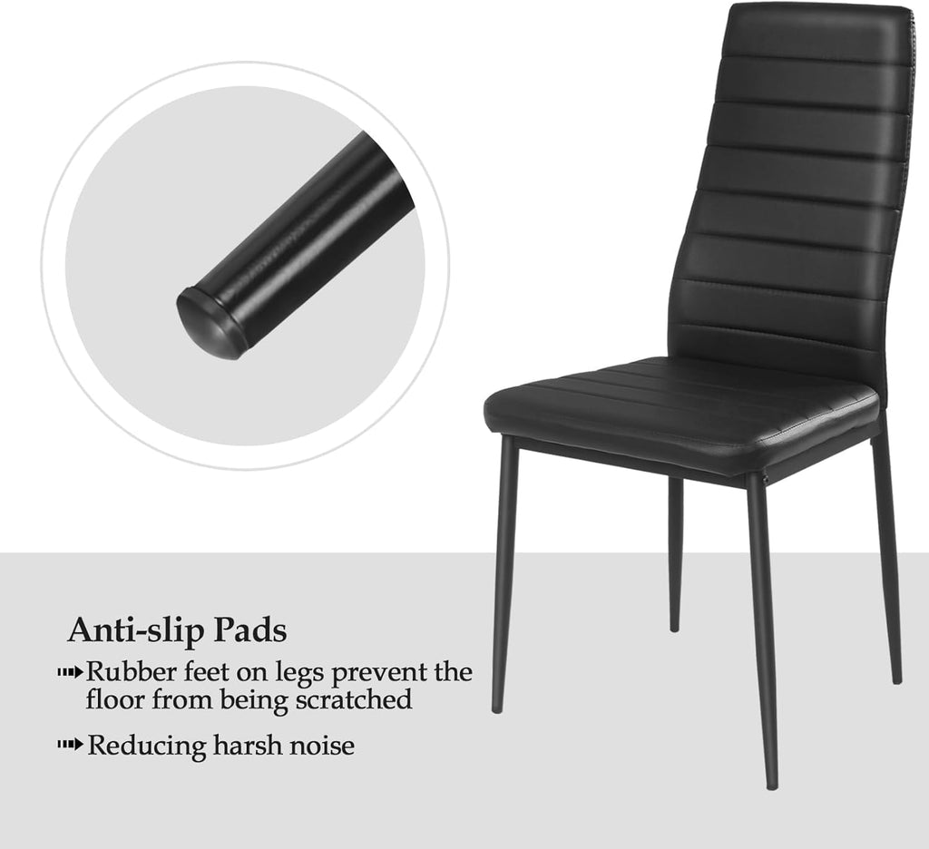 Black Faux Leather Dining Chairs Set of 4 J736